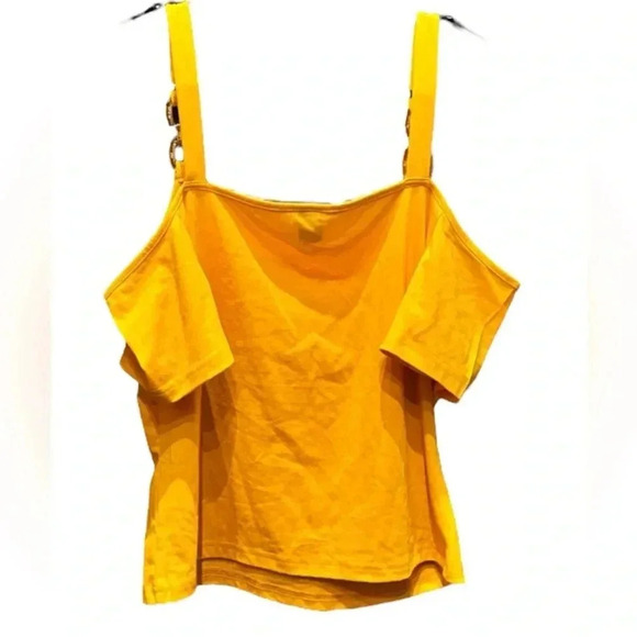 Yellow CROPPED off the shoulder TOP LARGE - Picture 2 of 3